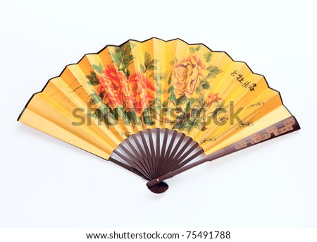 Traditional Chinese fan Isolated on white background