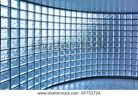 Transparent glass wall in modern building