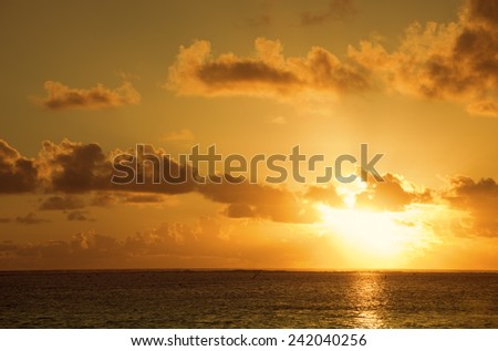 Sunset over South Pacific Ocean - Rarotonga, Cook Islands, Polynesia
