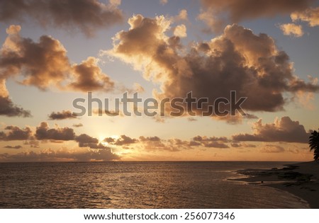 Cloudscape over Ocean and Island at Sunset - Rarotonga, Cook Islands, Polynesia