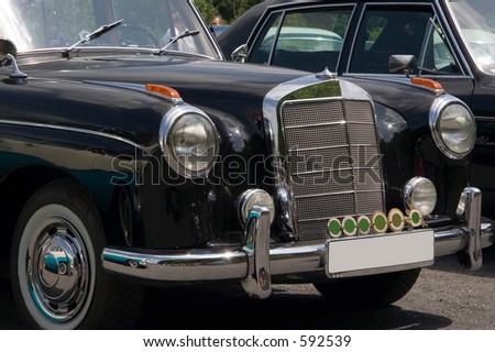 stock photo Vintage Mercedes Benz Black German Car