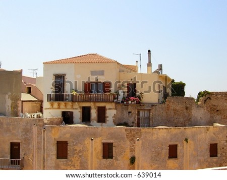 Buildings in Chania, a famous town on the island crete, greece