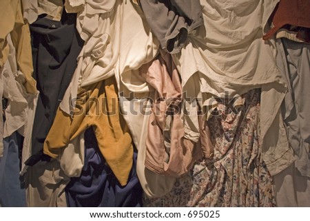 rags and tatters - textile material for recycling and for the production of cotton-rag paper - shallow DOF
