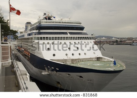 luxury cruise liner - anchoring at canada place, vancouver