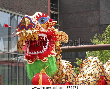 dragon-dance - dragon in front of an old coal mine
