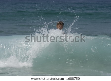 high wave in front of a swimmer - atlantic ocean, cote d\'argent, france