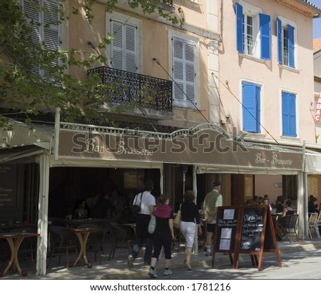 pavement cafe in saint-tropez - french riviera, mediterranean sea