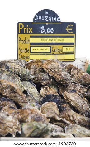 fresh oysters for sale with price label - culinary delight on the mediterranean sea