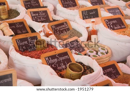 spices for sale - on a french market in the provence