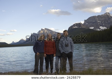 family in the rockies - waterfowl lake, banff national park, canada