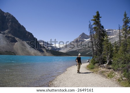 ranger on bow lake - banff national park, canada
