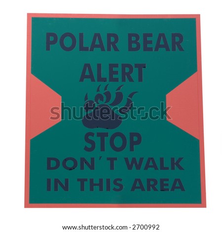 warning sign polar bear alert - with a bear paw