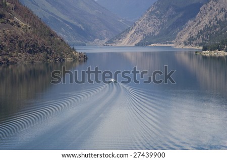 Speedboat and Wake on Seton Lake, Canada