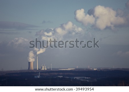 Coal-Fired Power Station and Wind Turbines