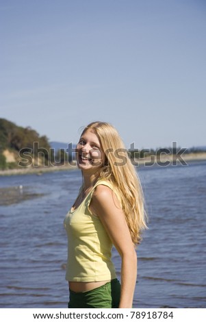 Young Woman on the Beach - Saanichton, Vancouver Island, British Columbia, Canada