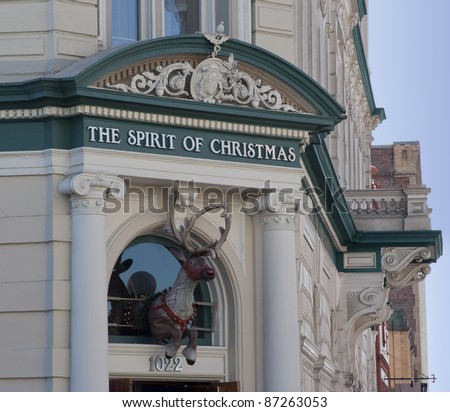 VICTORIA, CANADA - AUGUST 02: Christmas Store with an old-fashioned store sign and a fake deer over the entrance reopens after renovation in Victoria, Canada on August 02, 2005.