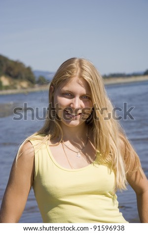 Young Woman on the Beach - Saanichton, Vancouver Island, British Columbia, Canada