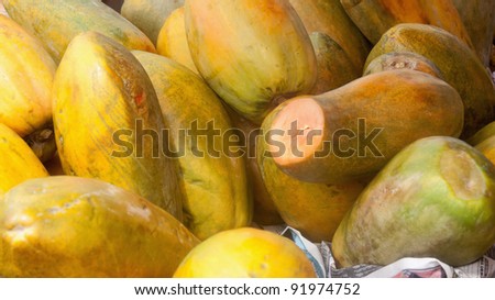 Papayas on market - San Jose, Costa Rica