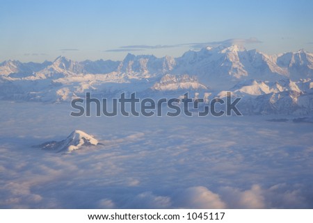 Alps And Mont Blanc. Higher mountain in the alps