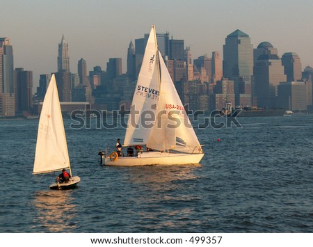 Sailboats with NY Skyline