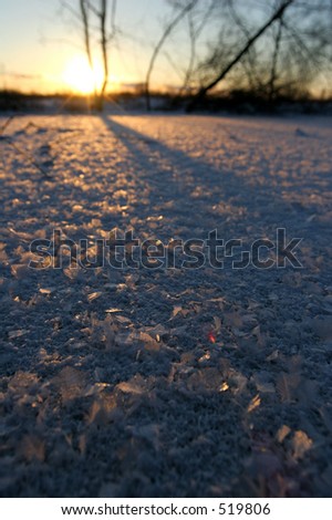Jack Frost on Pond at Sunset