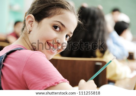 School girl at classroom