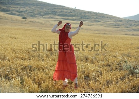 Arabic people enjoying on beautiful field