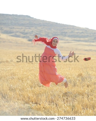 Arabic people enjoying on beautiful meadow