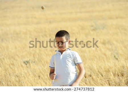 Arabic kid enjoying in nature