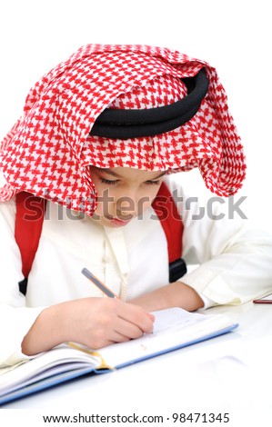 Arabic kid writing