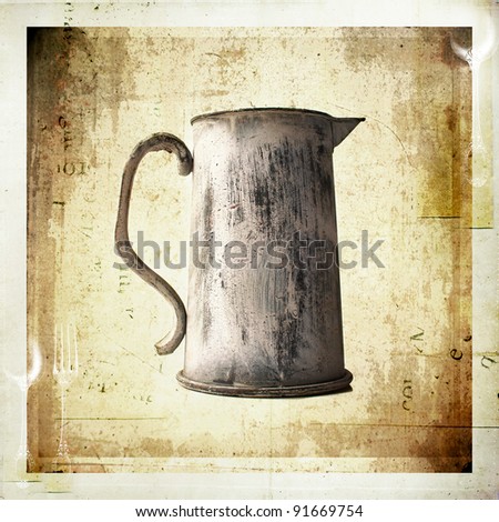 Rustic 19th century beer jug with handmade textures