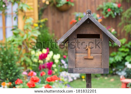 Wood Mail box in the garden