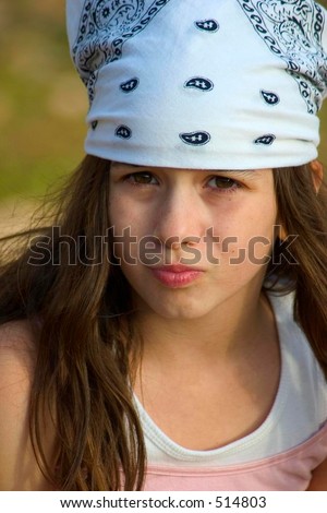 stock photo : Angry/upset girl, 10 years old