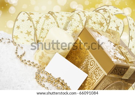 New Year Invitation Card with golden decoration.