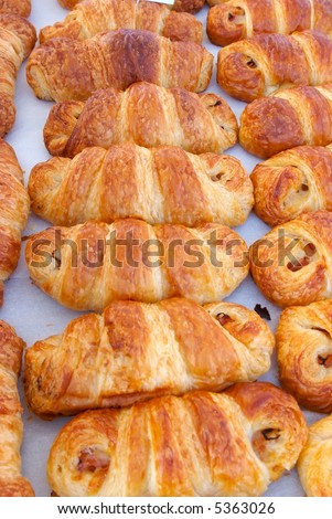 Fresh ham and cheese croissants at farmers Market