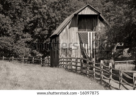 Black And White United States Flag. with fluttering US flag