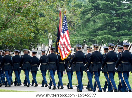 Funeral procession with honor guard at Arlington National Cemetery