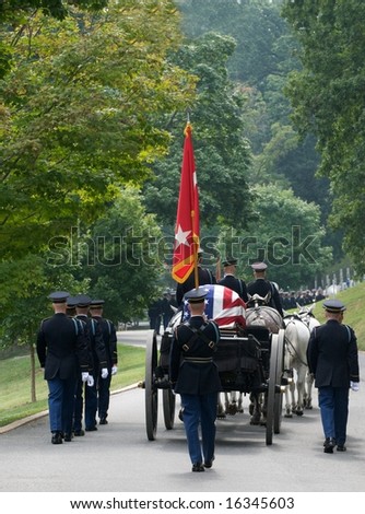 Funeral procession with honor guard at Arlington National Cemetery