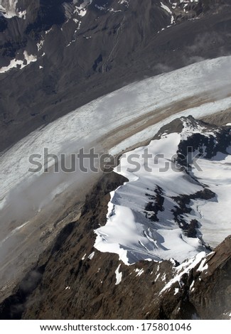 Aerial Photograph of Glacier on way to Denali from Talkeetna Alaska