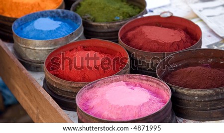 Natural Dyes in Market Pisac Peru in Sacred Valley