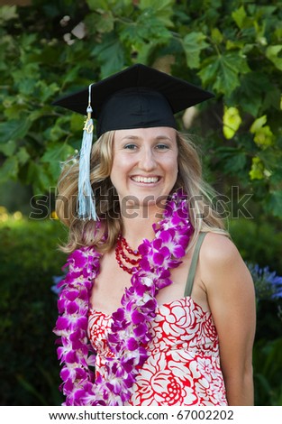 Beautiful Young Women Smiling College Graduation in Cap
