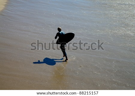 Silhouette  of Wave Boarder in Surf Newport Beach California