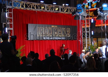 HOLLYWOOD, CA-APRIL 26: Iron Man\'s Character presentation at the world premiere of the movie \
