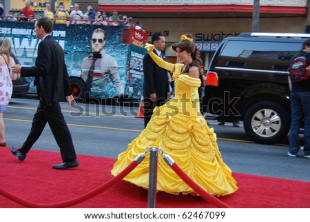 HOLLYWOOD, CA- OCTOBER 2: Belle Character arrives at Walt Disney Studios Beauty and The Beast Sing-Along at the El Capitan Theatre on October 2, 2010 in Hollywood, California.