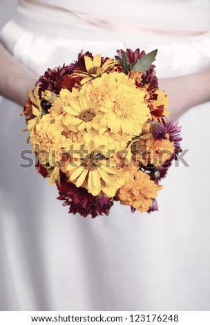 Women\'s hands holding an autumn bouquet, close-up