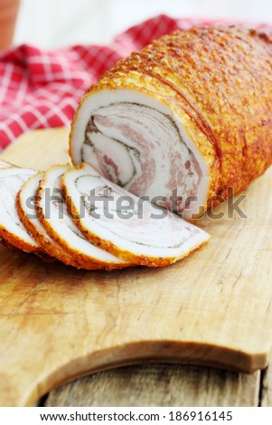 fat with spices rolled and baked in the oven