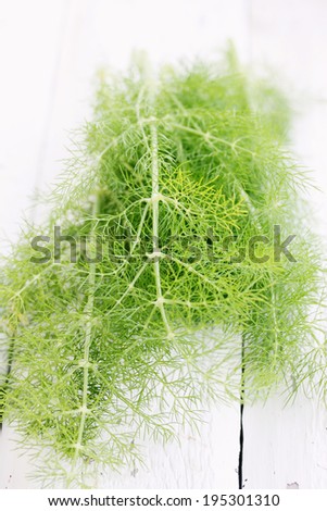 Bunch of fresh fennel on wooden board