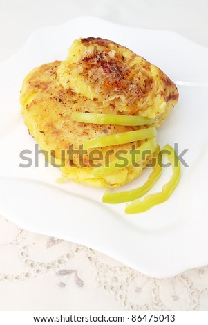 potato patty with the filling from the cabbage