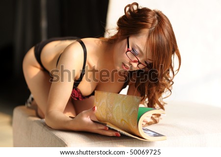 sexy asian woman read book