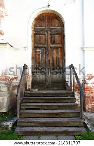 Russia. Old doors in the houses on the territory of the Novodevichy convent in Moscow.